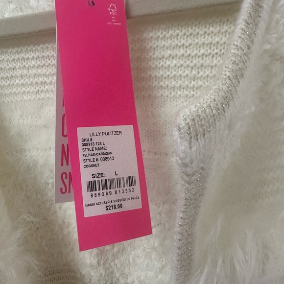 Lilly Pulitzer Cream Cardigan Sweater with Textured Knit - Picture 3 of 6